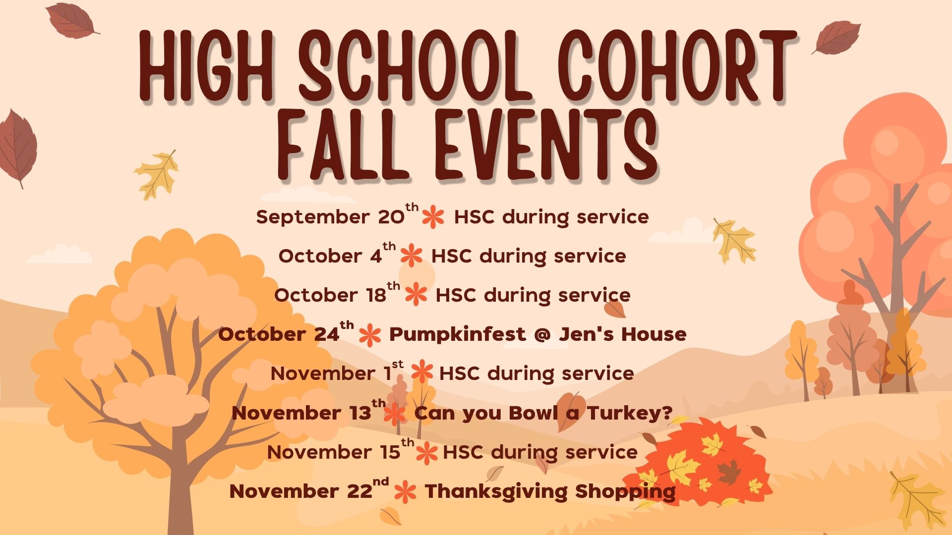High School Cohort Fall Events